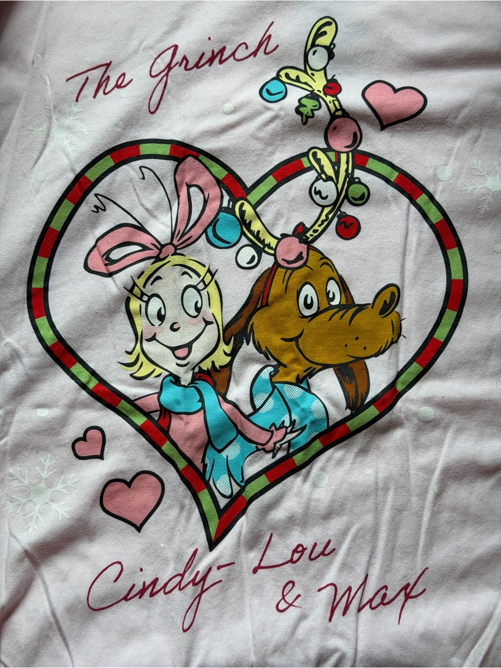Dr. Seuss Pink Cindy-Lou & Max Heart Graphic Tee